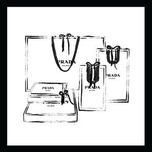 Shopping Spree original fashion art. Fan art fashion print in custom frame Prada